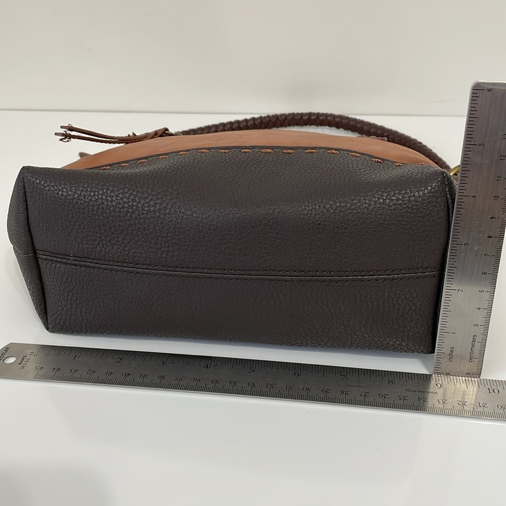 The Sak multi tone brown‎ leather shoulder bag. Braided strap. Brass hardware. - Picture 8 of 12